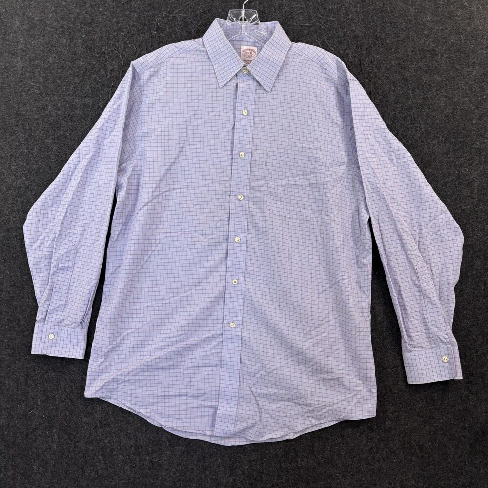 Brooks Brothers Shirt Men's 15.5 32/33 Blue Red Check Supima Cotton Non Iron